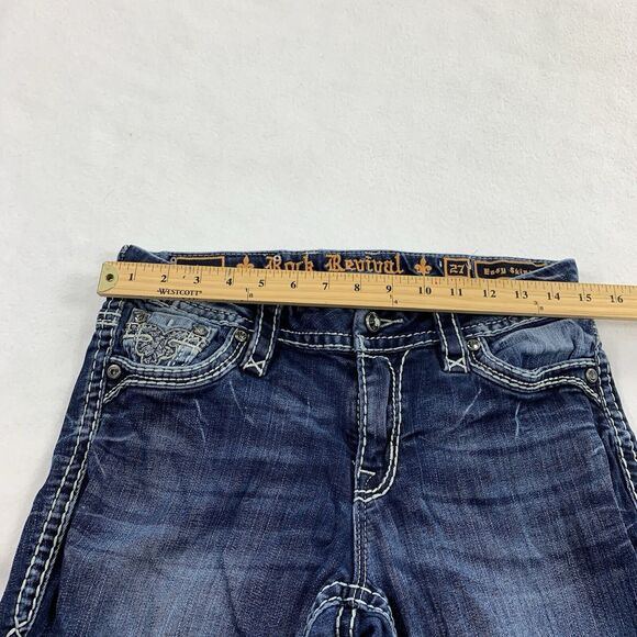 $174 Rock Revival Telma Easy Skinny Leg Jeans 27 Womens Medium Blue Wash Denim - Picture 6 of 8